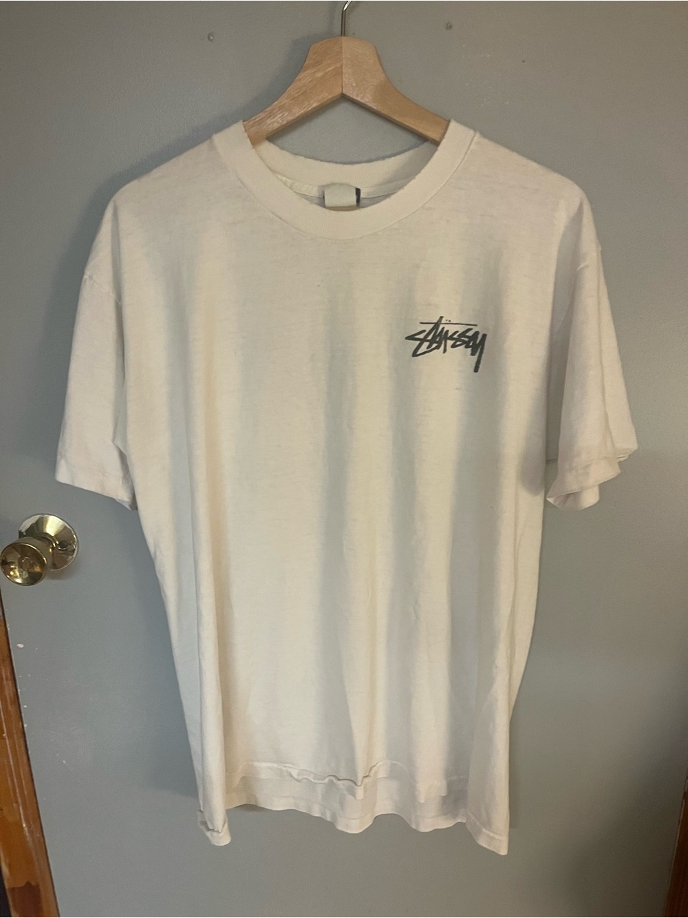 Stussy Men's White Logo Short Sleeve T-Shirt